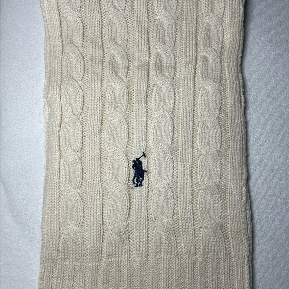 Ralph Lauren Cream Cable Knit Scarf and Beanie Set - Picture 4 of 7